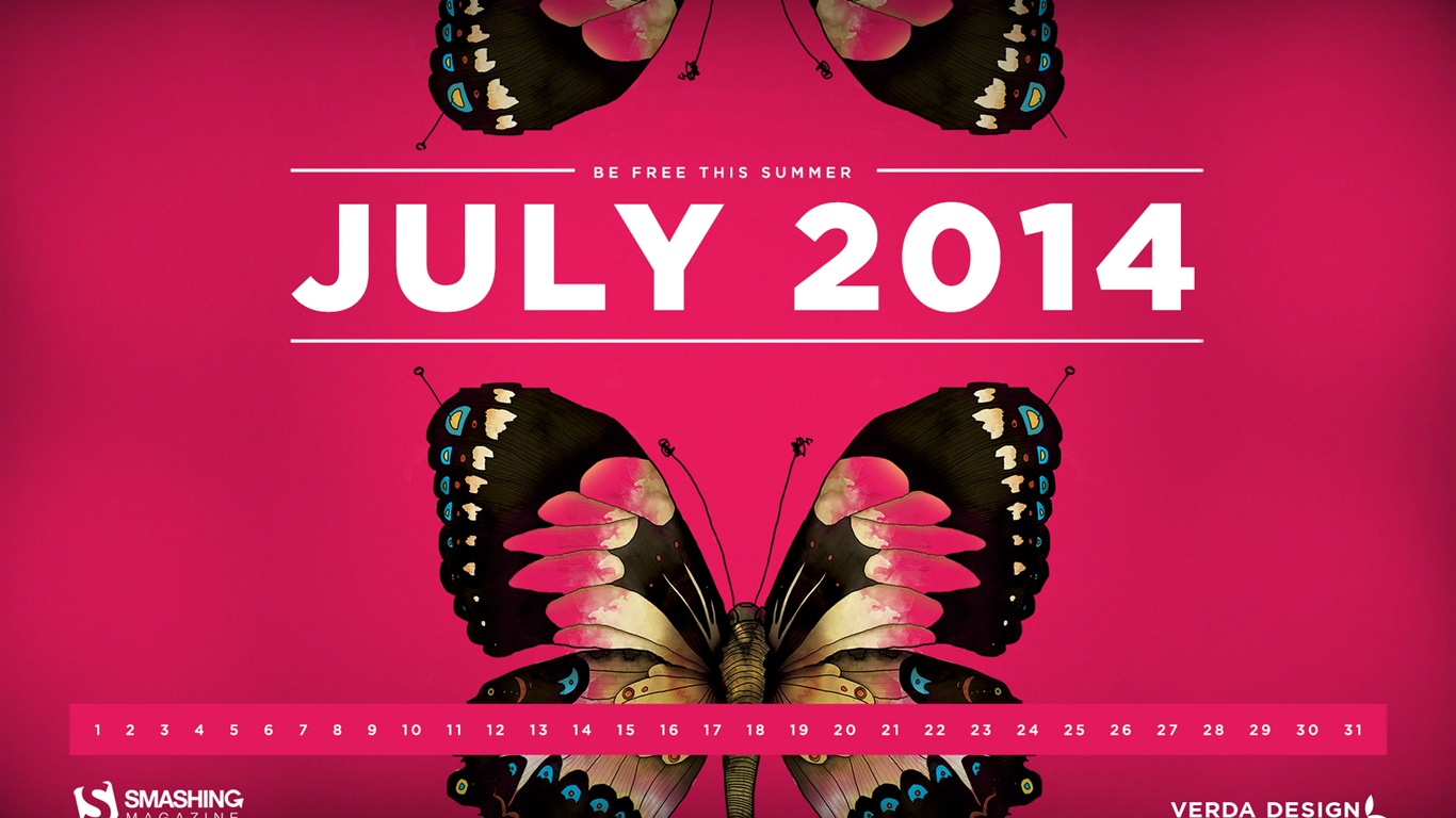 2014年7月 月曆壁紙(一) #1 - 1366x768