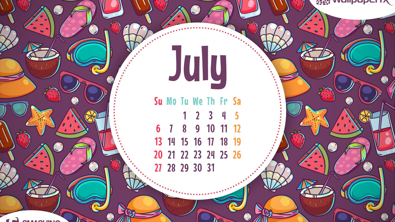 Juli 2014 Kalender Wallpaper (1) #6 - 1366x768