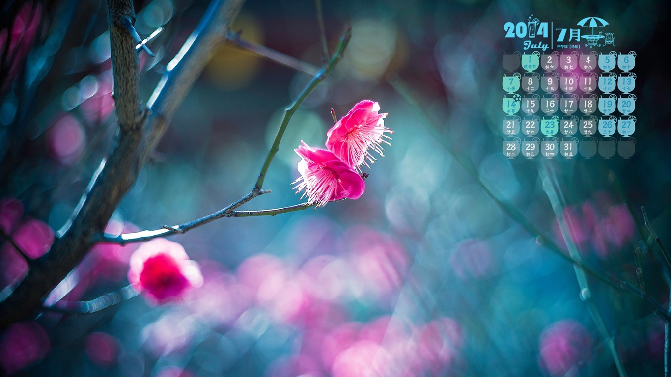 2014年7月 月曆壁紙(一) #17 - 1366x768