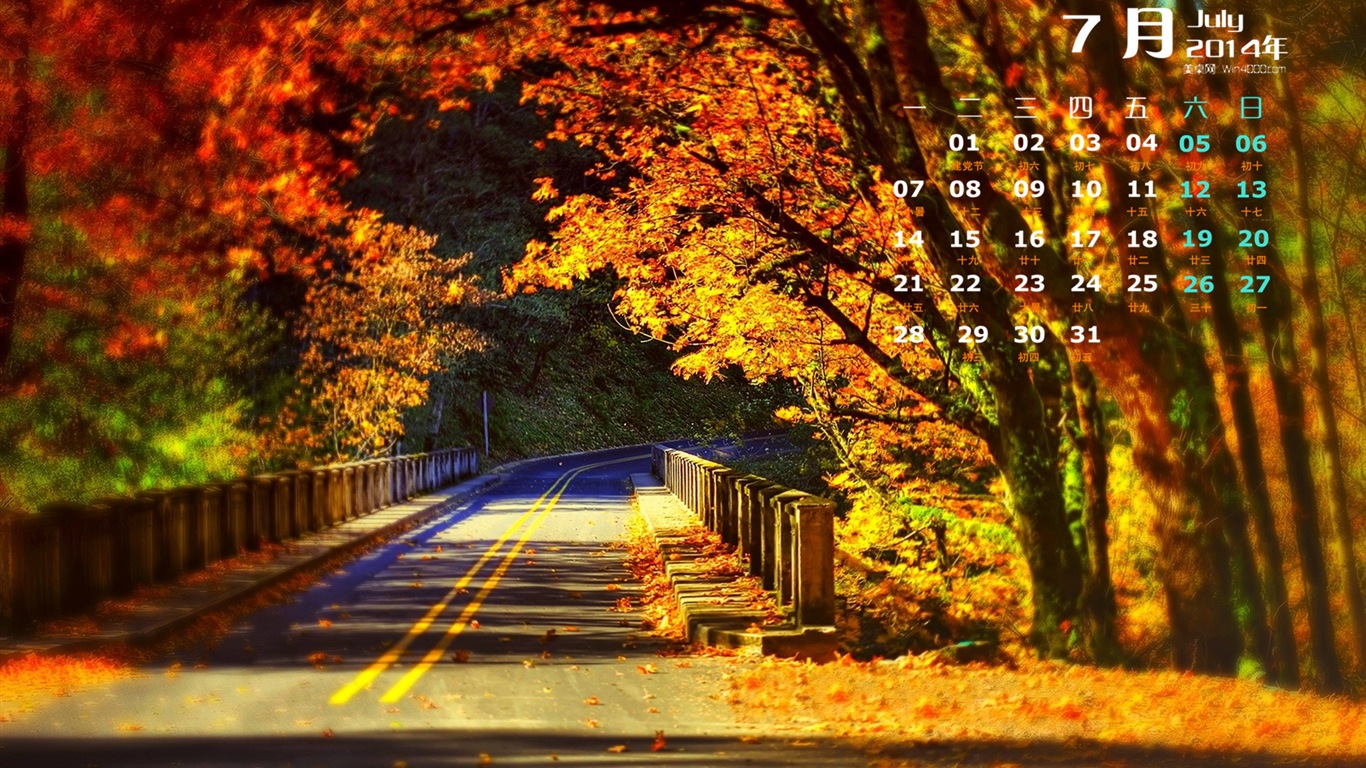 Juli 2014 Kalender Wallpaper (2) #5 - 1366x768