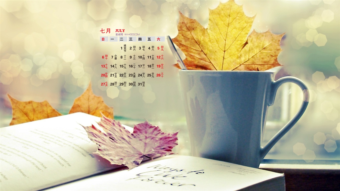 Juli 2014 Kalender Wallpaper (2) #10 - 1366x768