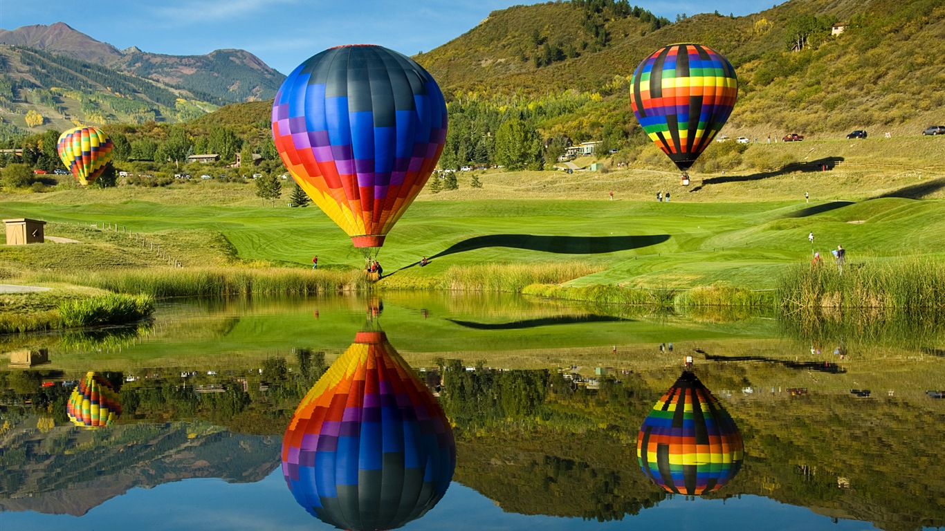 Ballon à air chaud de ciel, Windows 8 fonds d'écran thème HD #7 - 1366x768