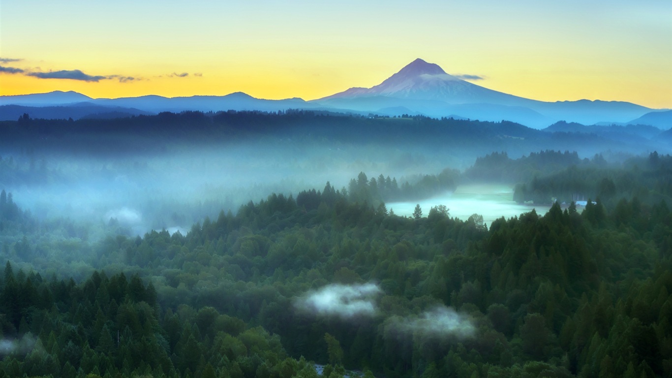 朦朧的清晨風景，Windows 8 主題壁紙 #9 - 1366x768