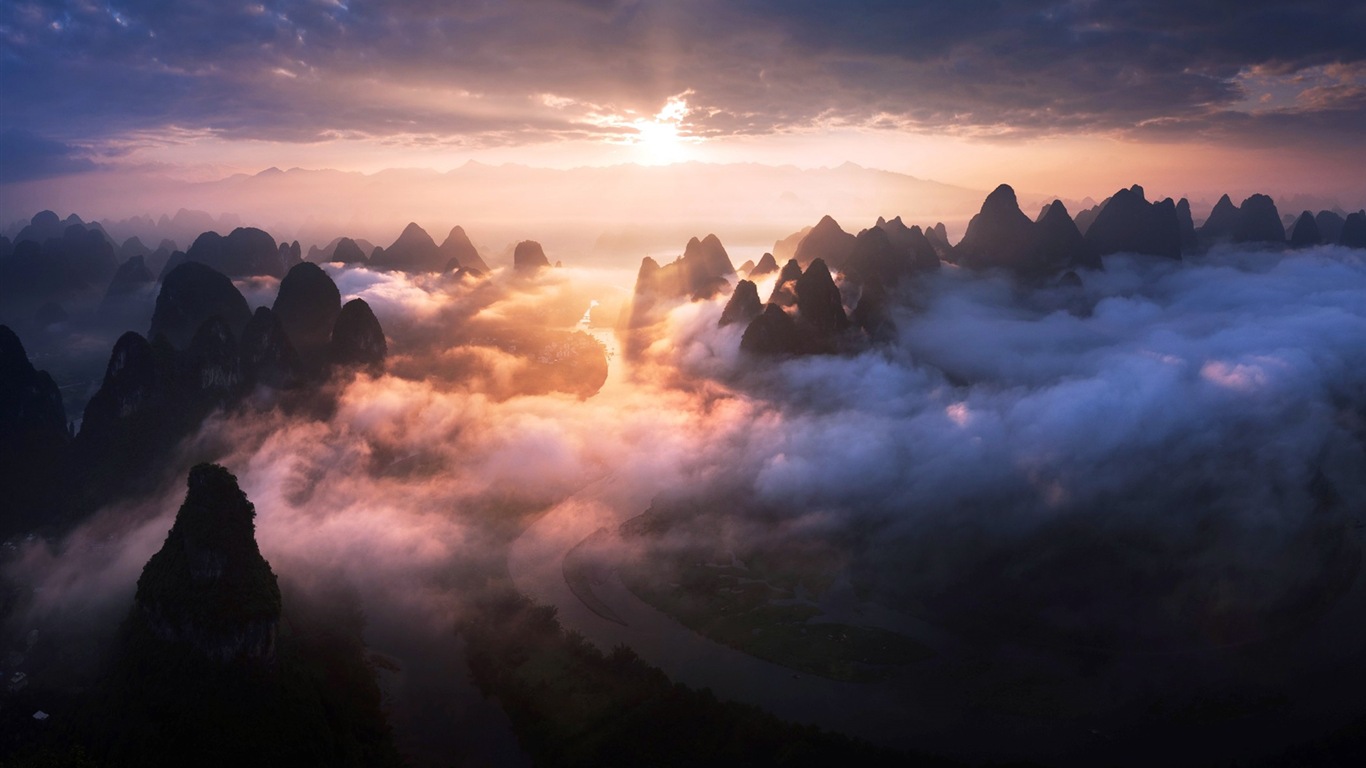 Misty morning scenery, Windows 8 theme wallpaper #13 - 1366x768
