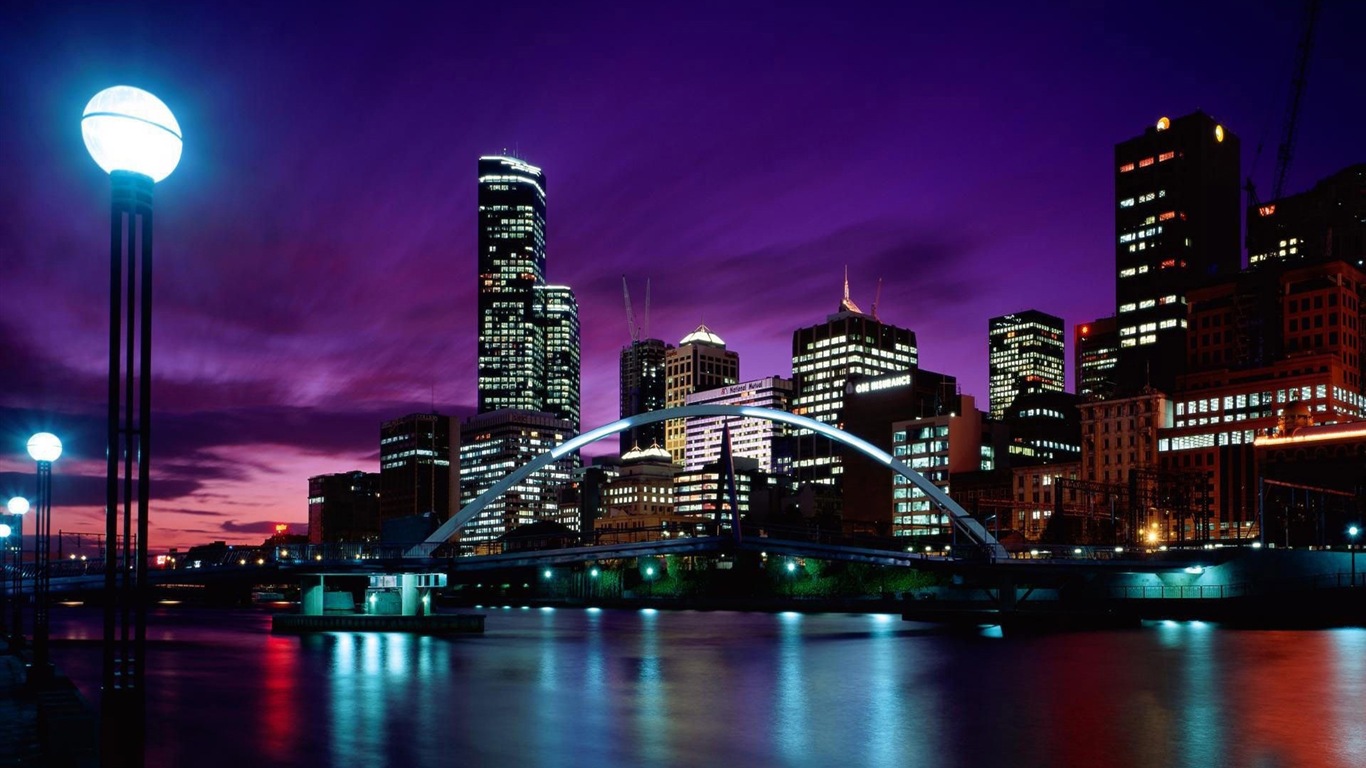 호주 멜버른 도시의 HD 배경 화면 #3 - 1366x768