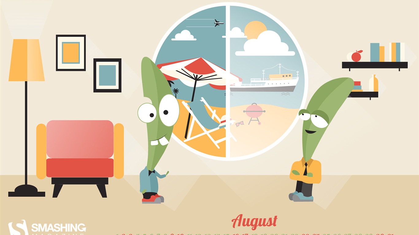 August 2014 Kalender Wallpaper (2) #6 - 1366x768