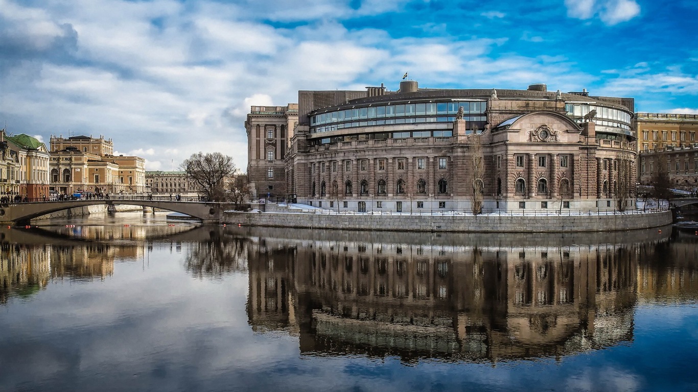 Stockholm, Suède, le fond d'écran paysage de la ville #1 - 1366x768