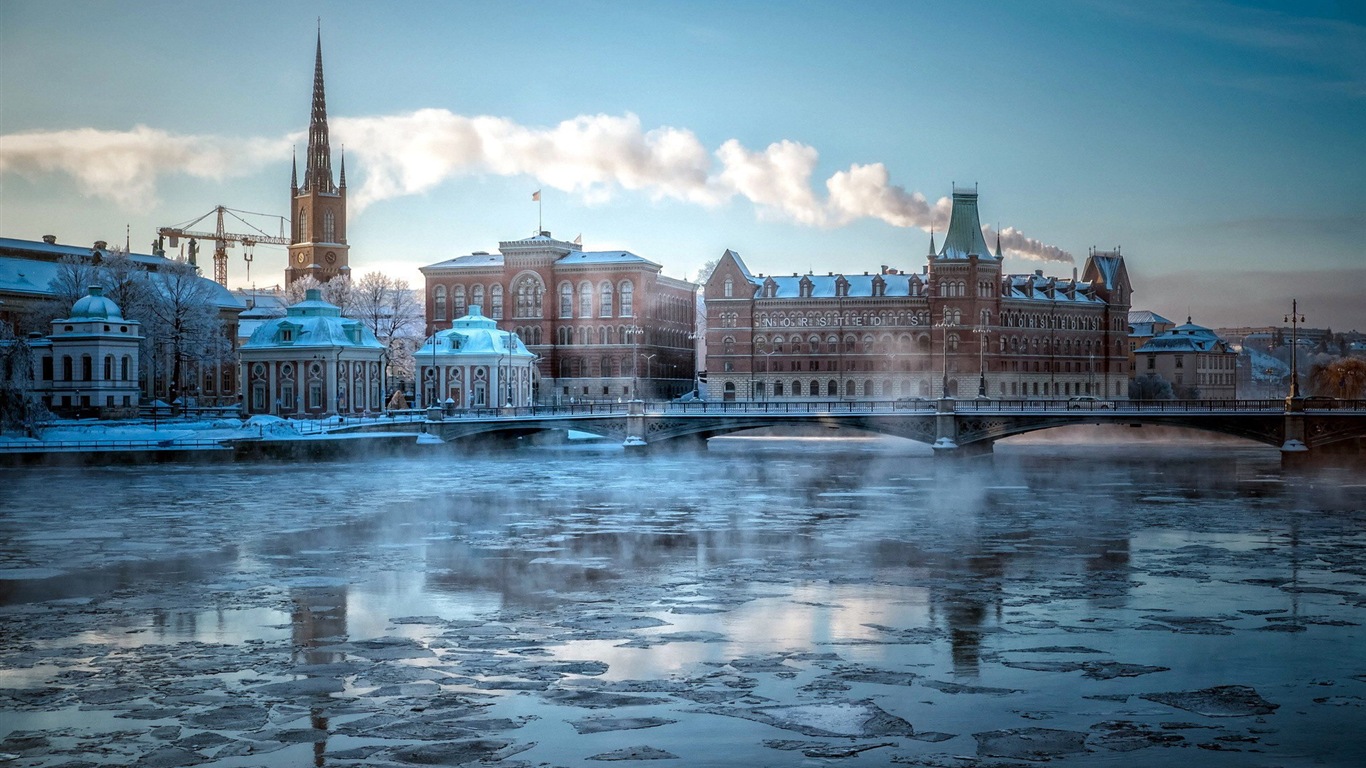 Stockholm, Suède, le fond d'écran paysage de la ville #4 - 1366x768