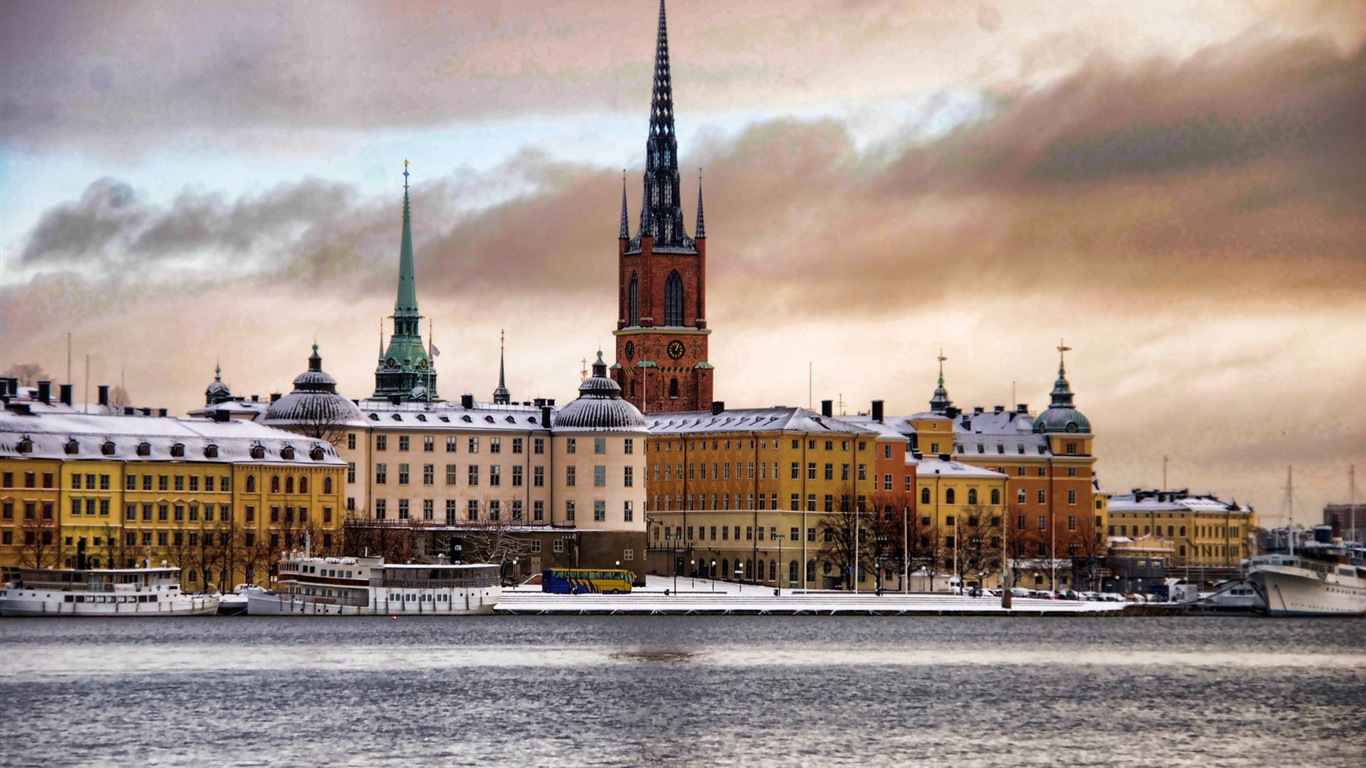 Stockholm, Suède, le fond d'écran paysage de la ville #17 - 1366x768