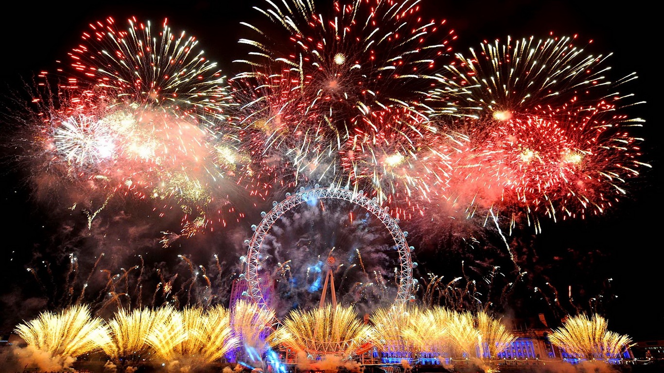 La belleza del cielo nocturno, fuegos artificiales hermosos fondos de pantalla #26 - 1366x768