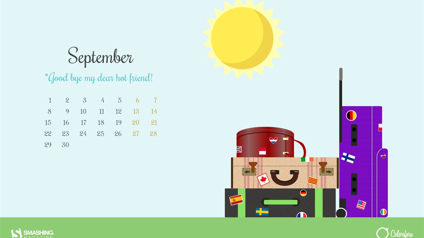 2014年9月 月曆壁紙(二) #13 - 1366x768