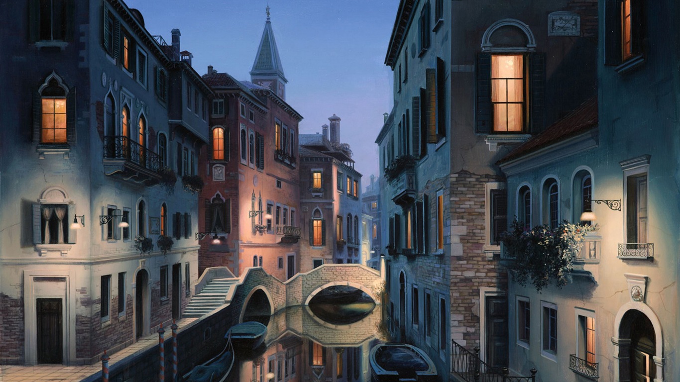 Krásné Watertown, Venice HD tapety na plochu #7 - 1366x768