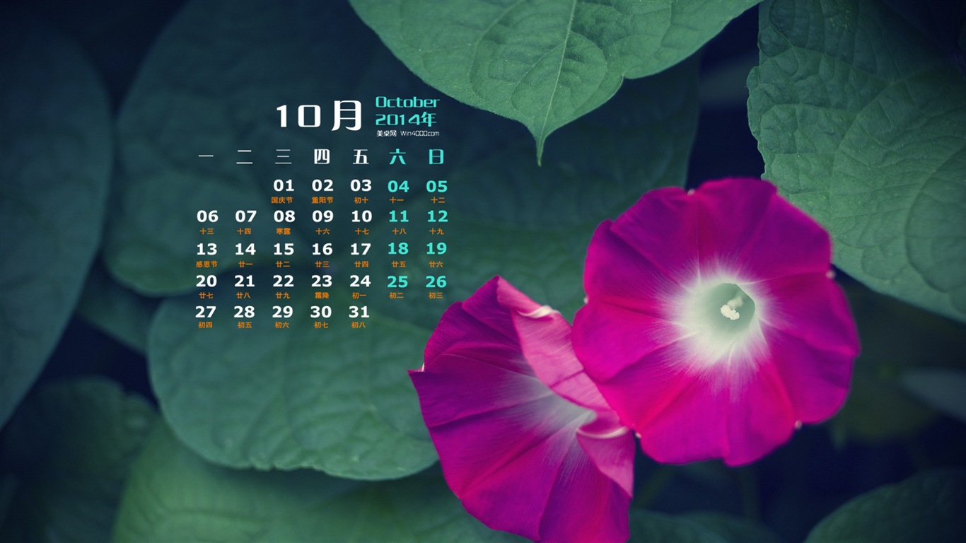 10 2014 wallpaper Calendario (1) #13 - 1366x768