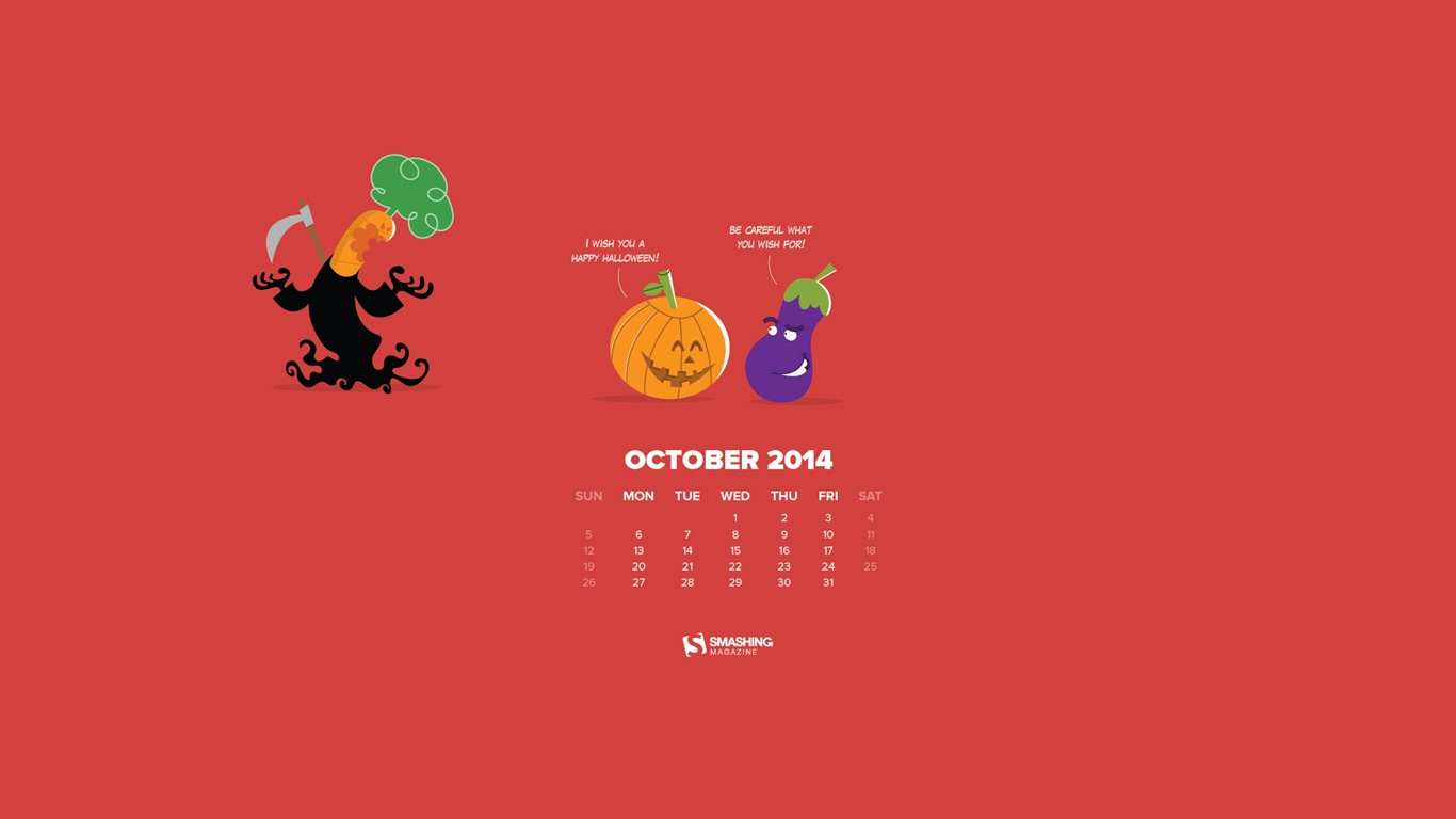 Oktober 2014 Kalender Tapete (2) #4 - 1366x768