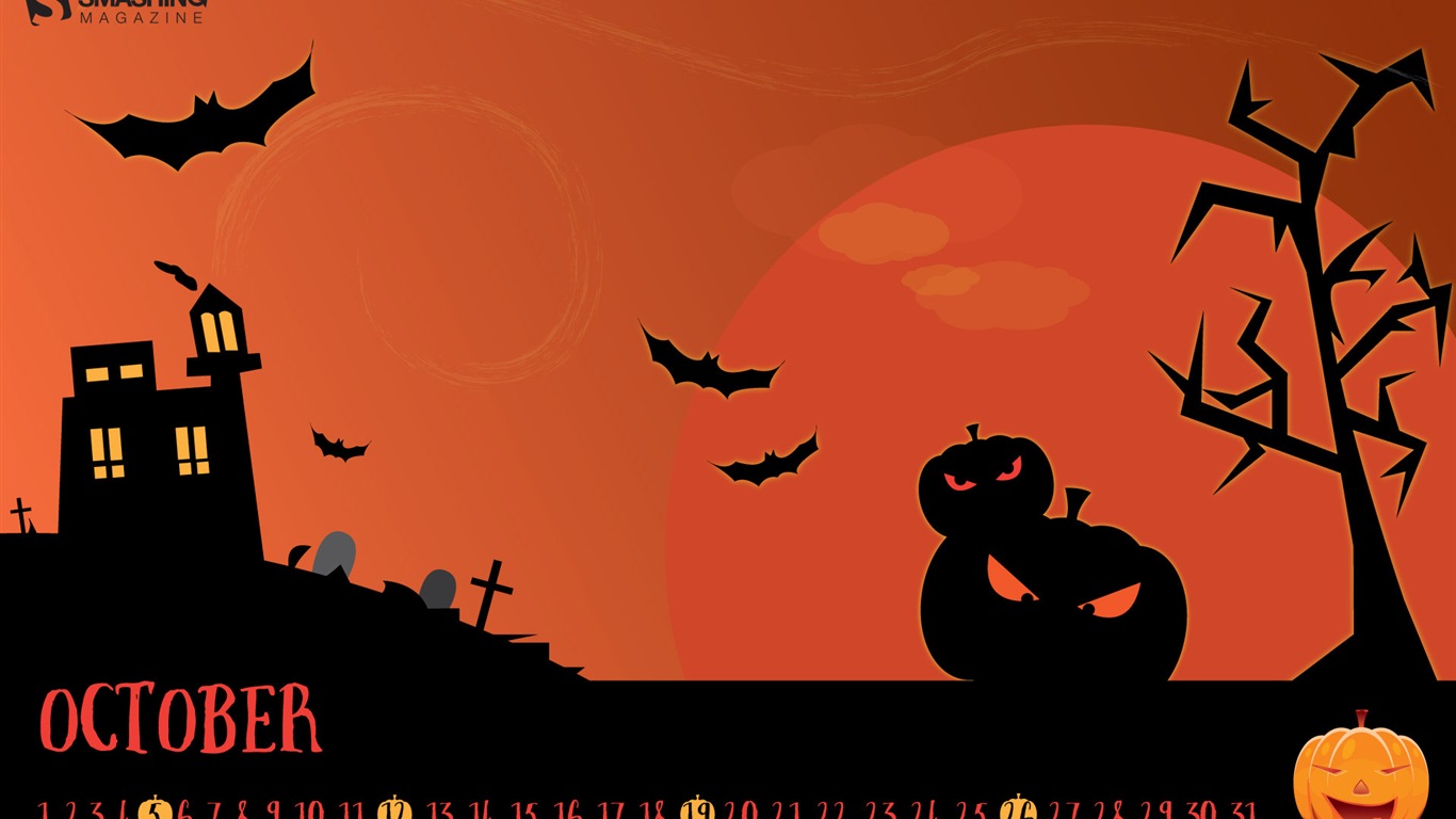 October 2014 Calendar wallpaper (2) #6 - 1366x768