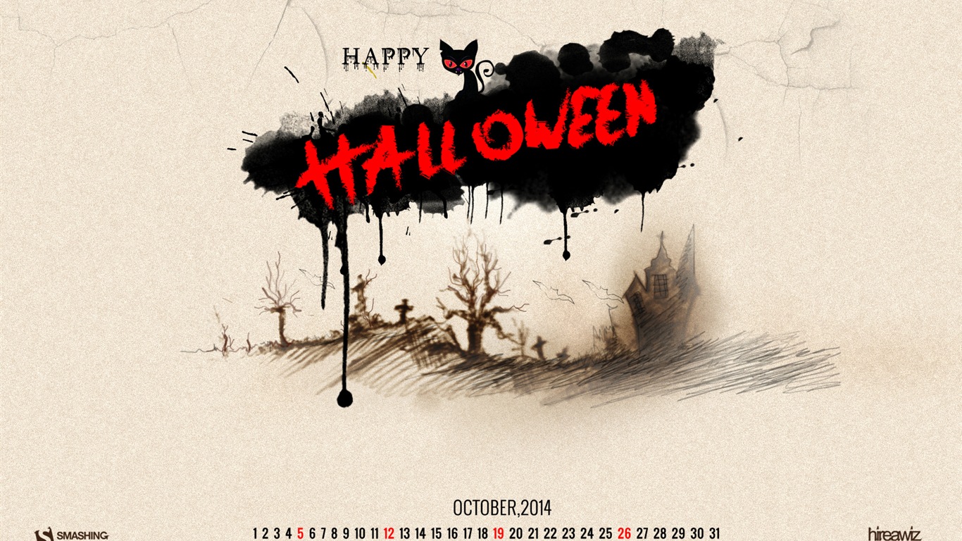 Oktober 2014 Kalender Tapete (2) #8 - 1366x768