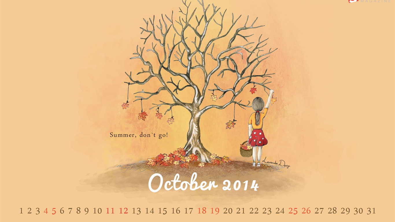 Oktober 2014 Kalender Tapete (2) #16 - 1366x768