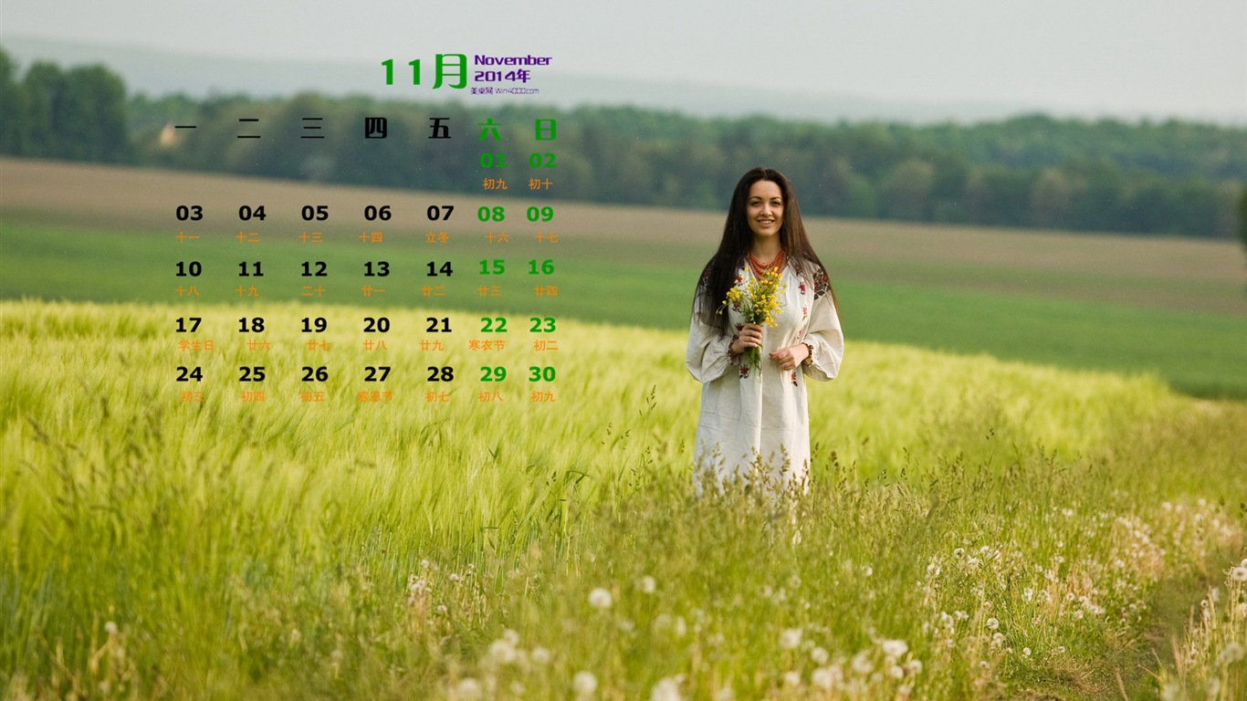 2014年11月 月曆壁紙(一) #13 - 1366x768