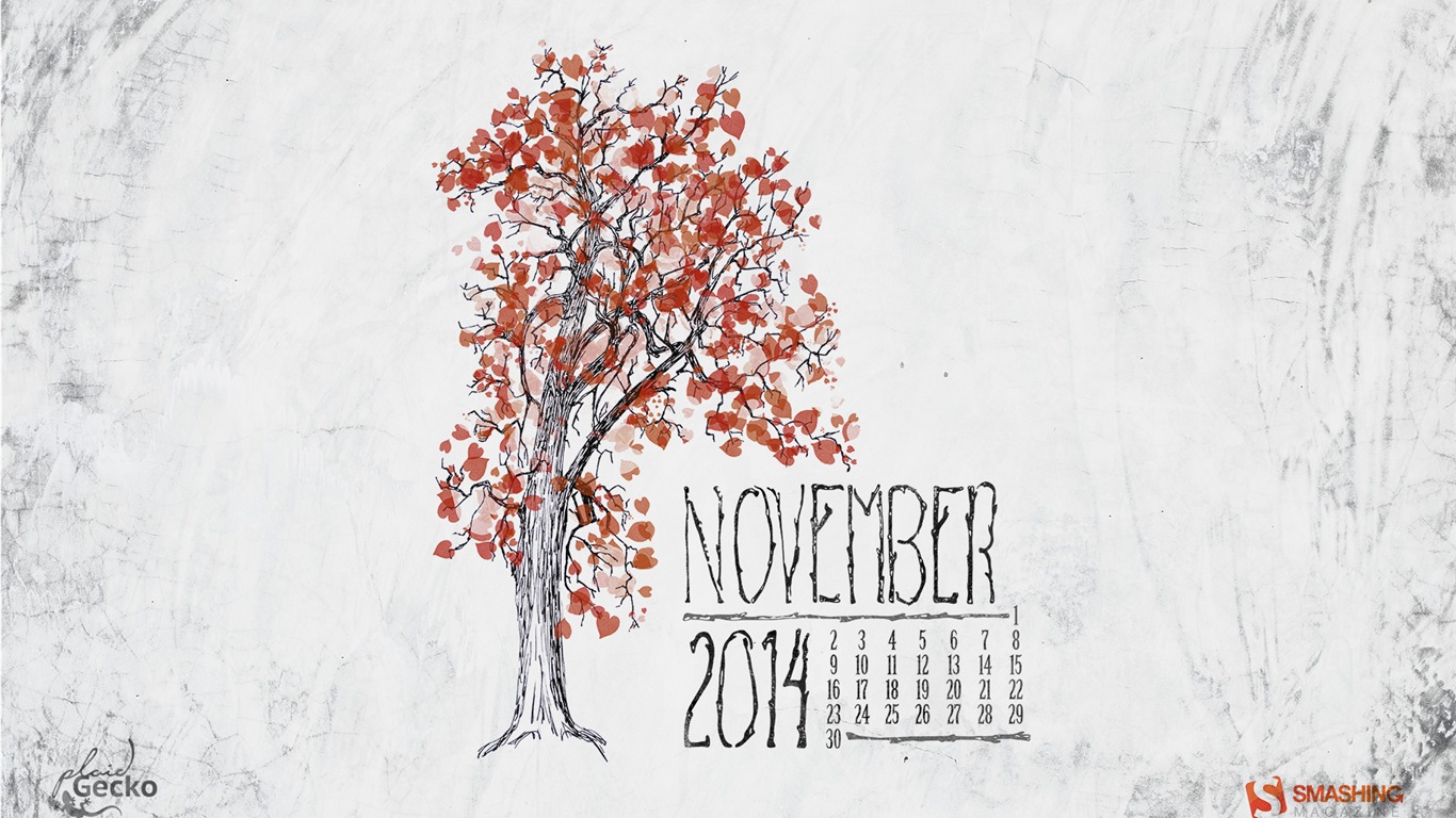 November 2014 Kalender Tapete (2) #7 - 1366x768