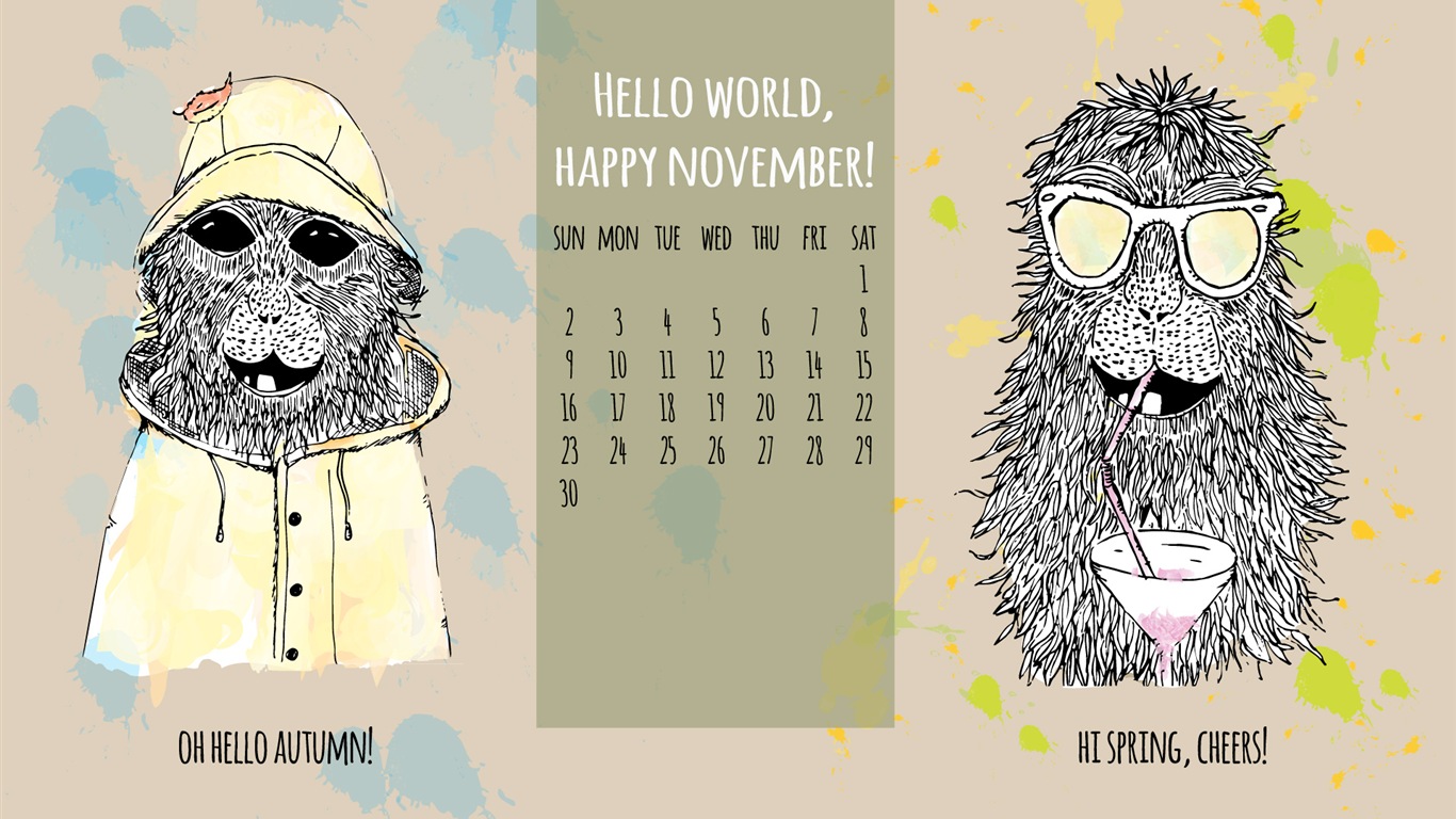 November 2014 Kalender Tapete (2) #9 - 1366x768
