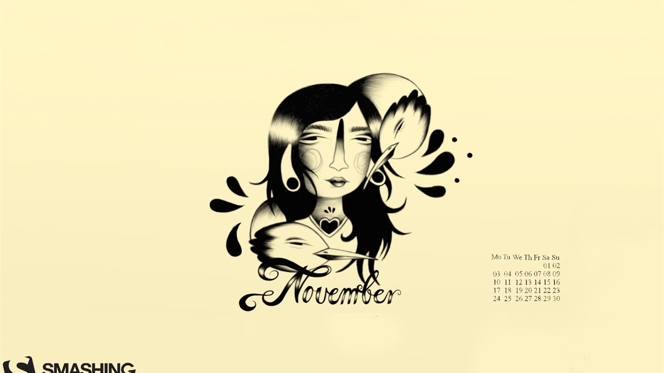 November 2014 Calendar wallpaper(2) #11 - 1366x768