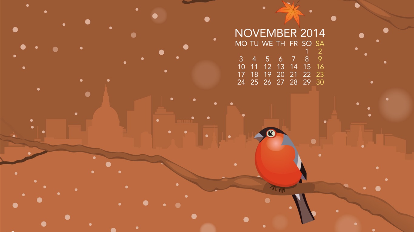 Novembre Déc 2014 Calendrier fond d'écran (2) #13 - 1366x768