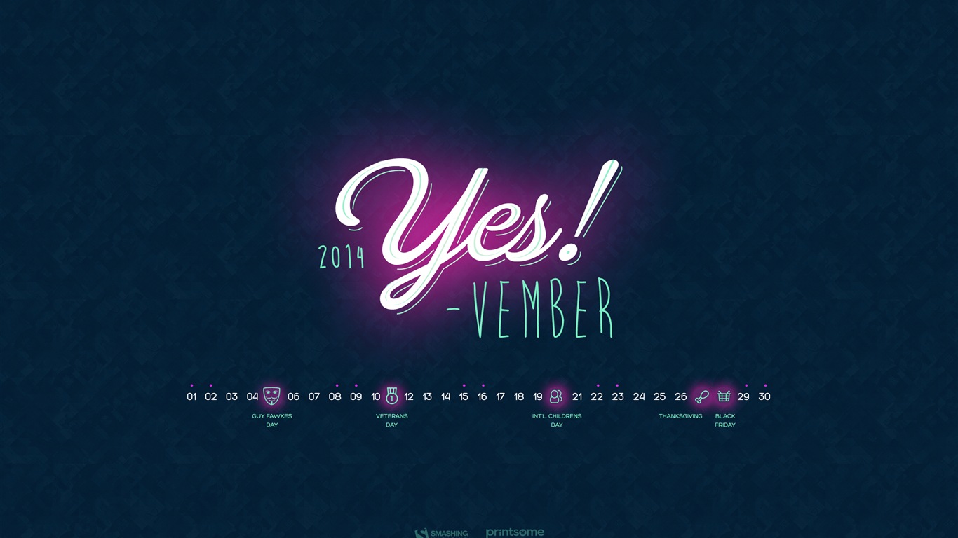 November 2014 Calendar wallpaper(2) #17 - 1366x768