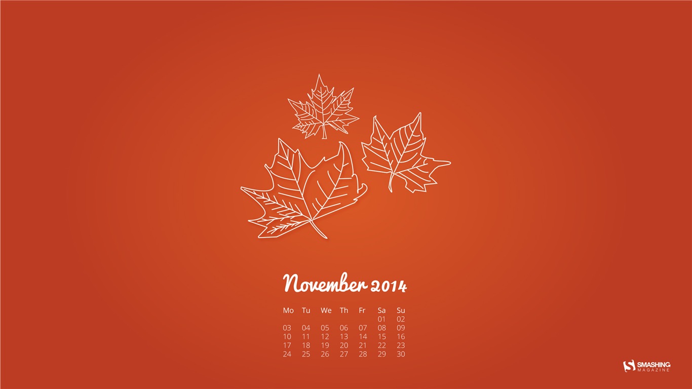 November 2014 Kalender Tapete (2) #18 - 1366x768