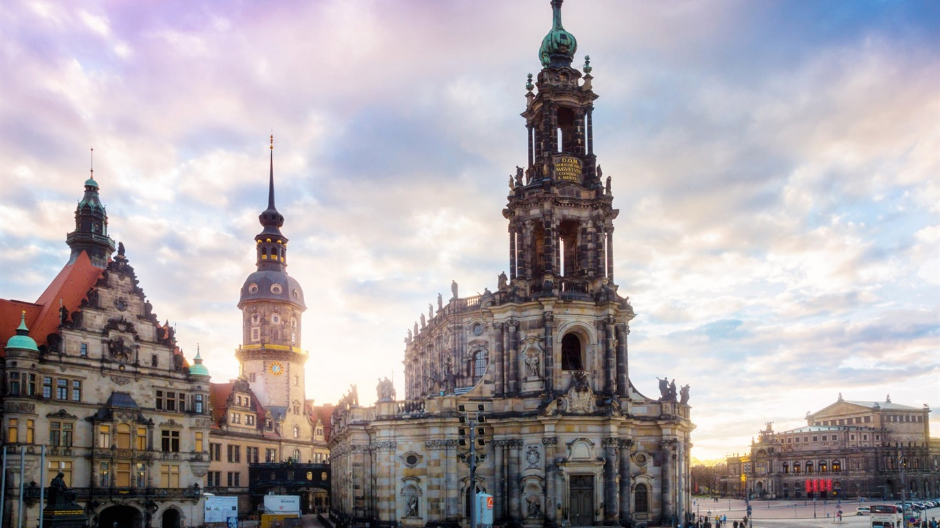 Allemagne Dresde paysage urbain fonds d'écran HD #3 - 1366x768