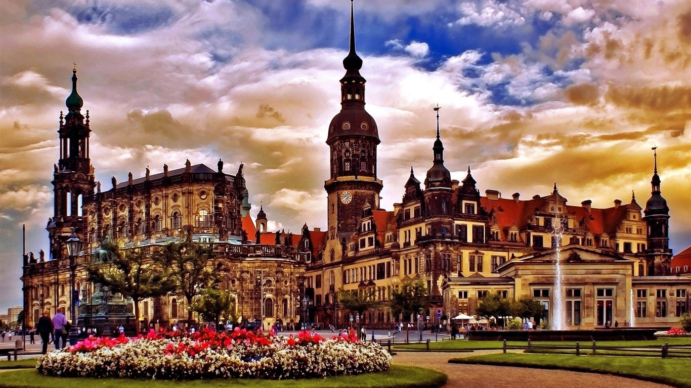 Allemagne Dresde paysage urbain fonds d'écran HD #17 - 1366x768