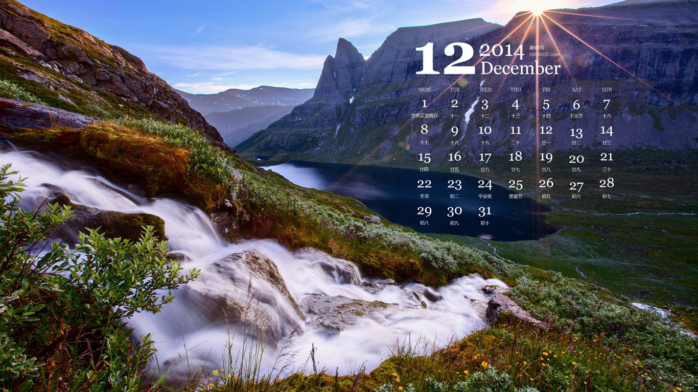December 2014 Calendar wallpaper (1) #14 - 1366x768