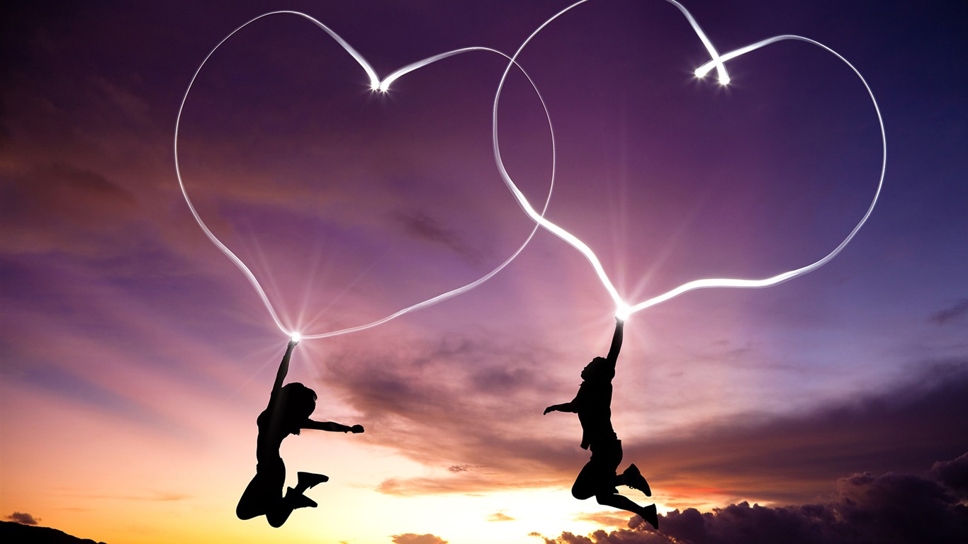 The theme of love, creative heart-shaped HD wallpapers #14 - 1366x768