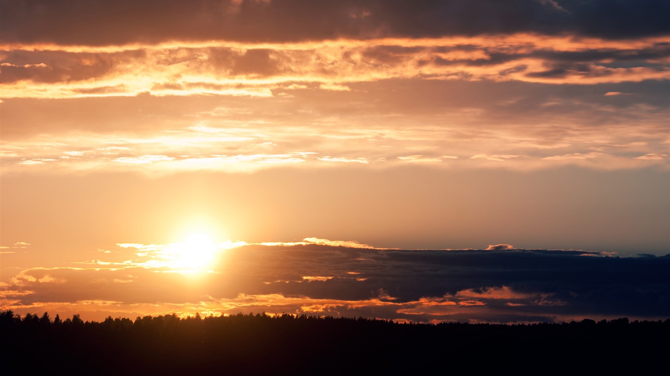 Coucher de soleil, ciel, mer, fonds d'écran HD de paysages naturels #4 - 1366x768