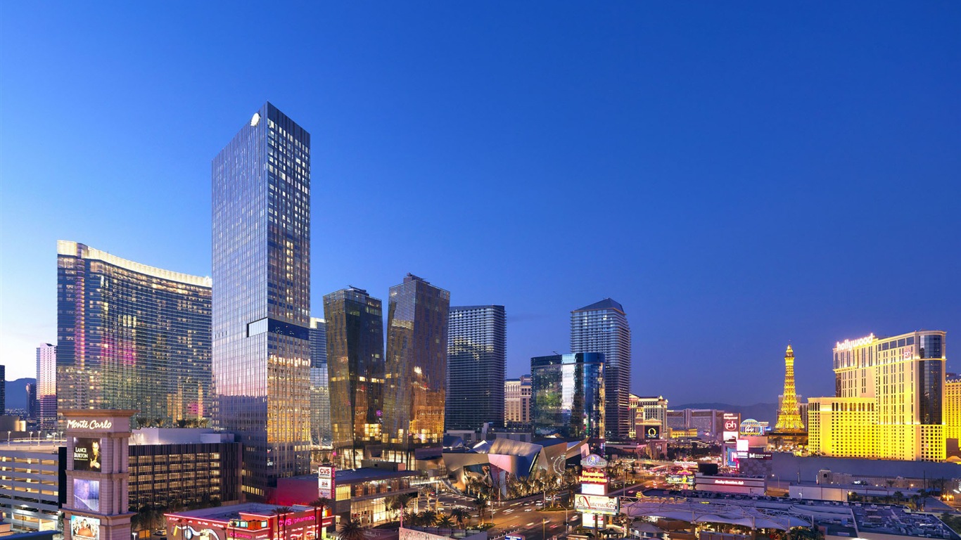 拉斯維加斯 美麗的夜景 高清壁紙 #2 - 1366x768