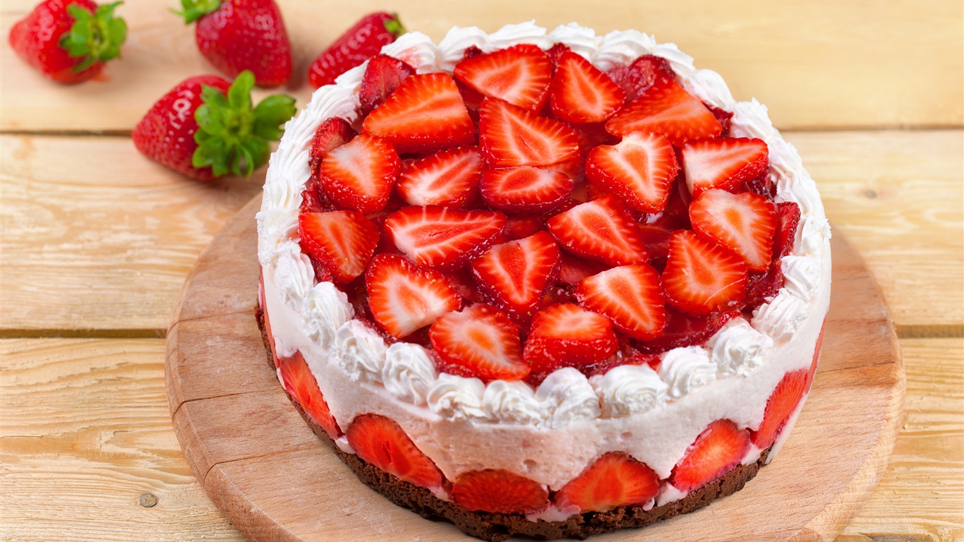 美味可口的草莓蛋糕 高清壁纸1 - 1366x768