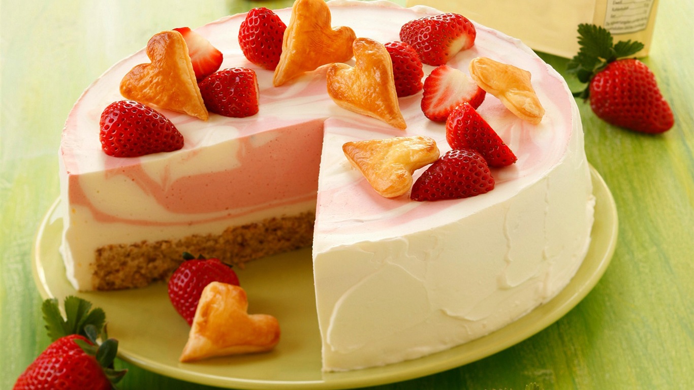 美味可口的草莓蛋糕 高清壁纸3 - 1366x768