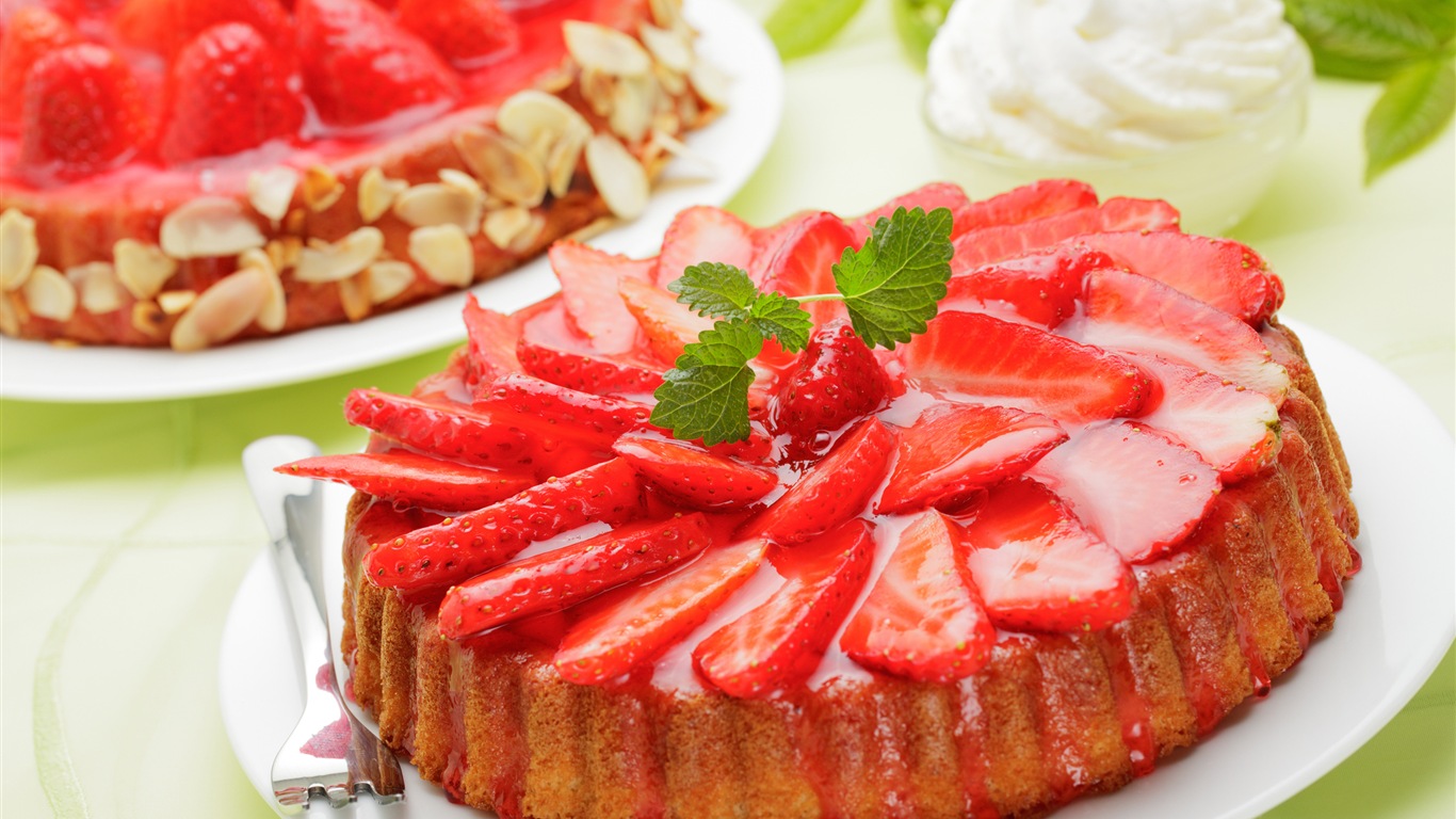 Delicioso pastel de fresas fondos de pantalla de alta definición #12 - 1366x768