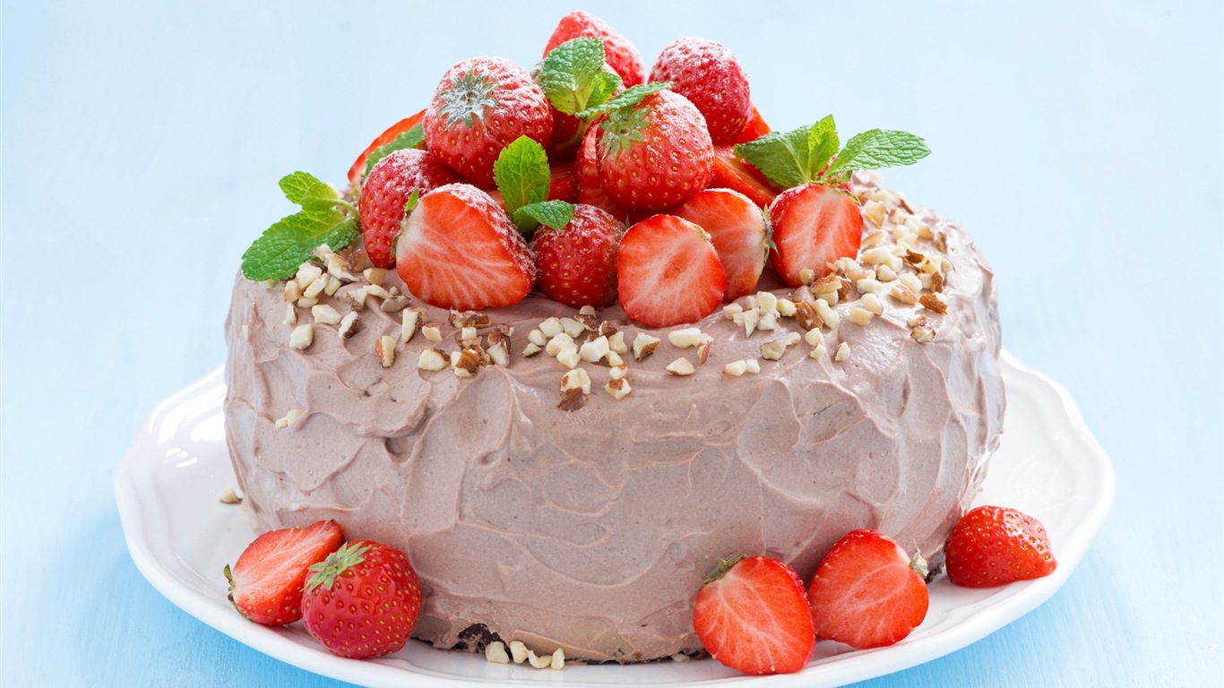 Delicioso pastel de fresas fondos de pantalla de alta definición #18 - 1366x768