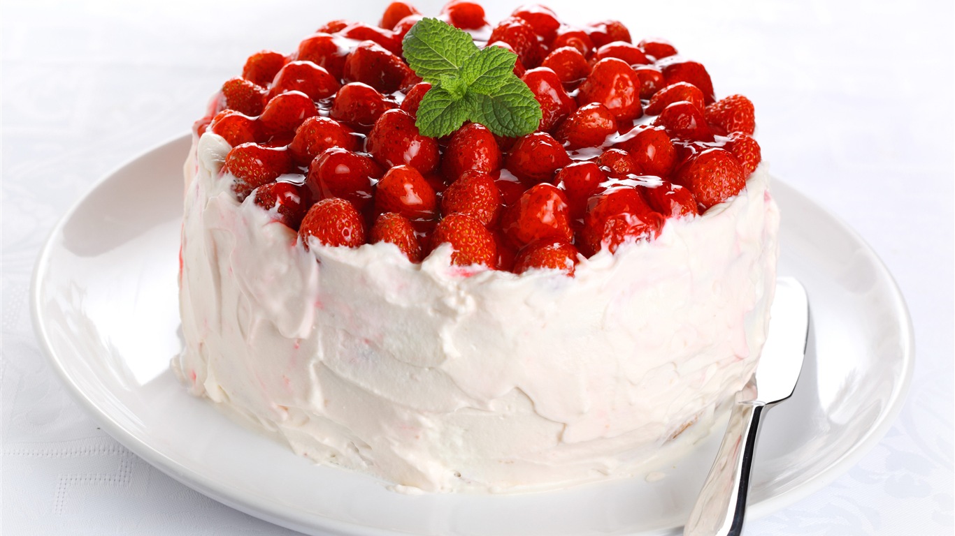 Delicioso pastel de fresas fondos de pantalla de alta definición #20 - 1366x768