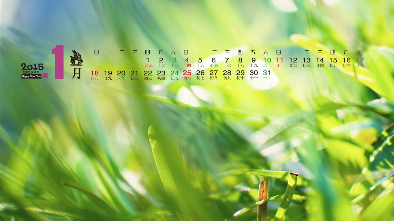 Calendrier 2015 fonds d'écran HD #12 - 1366x768