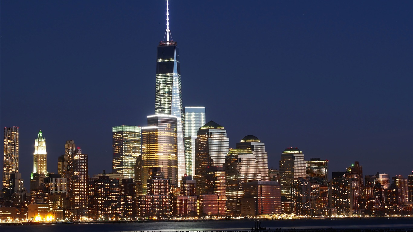 美國紐約帝國大廈城市夜景 高清壁紙 #4 - 1366x768