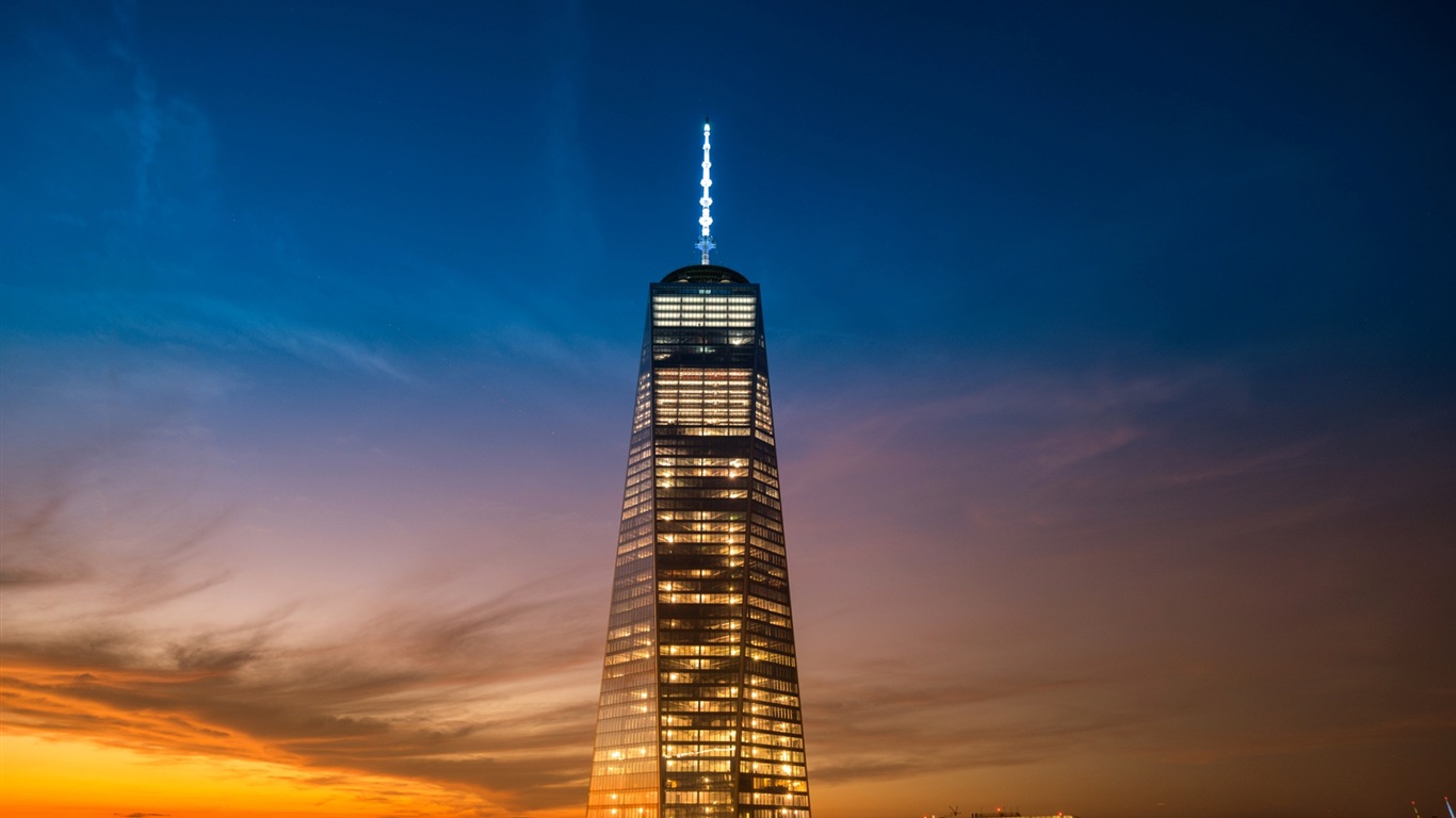 美国纽约帝国大厦 城市夜景 高清壁纸6 - 1366x768