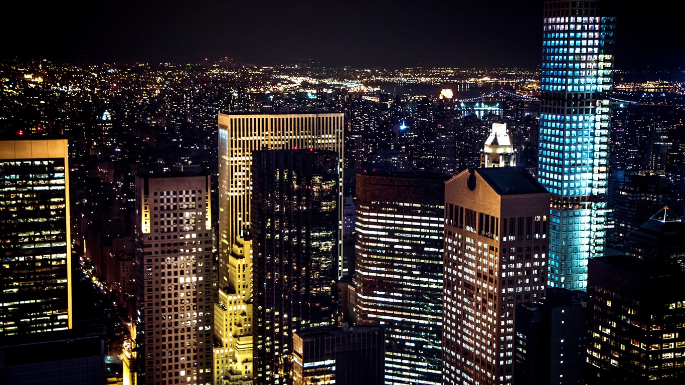 美国纽约帝国大厦 城市夜景 高清壁纸9 - 1366x768