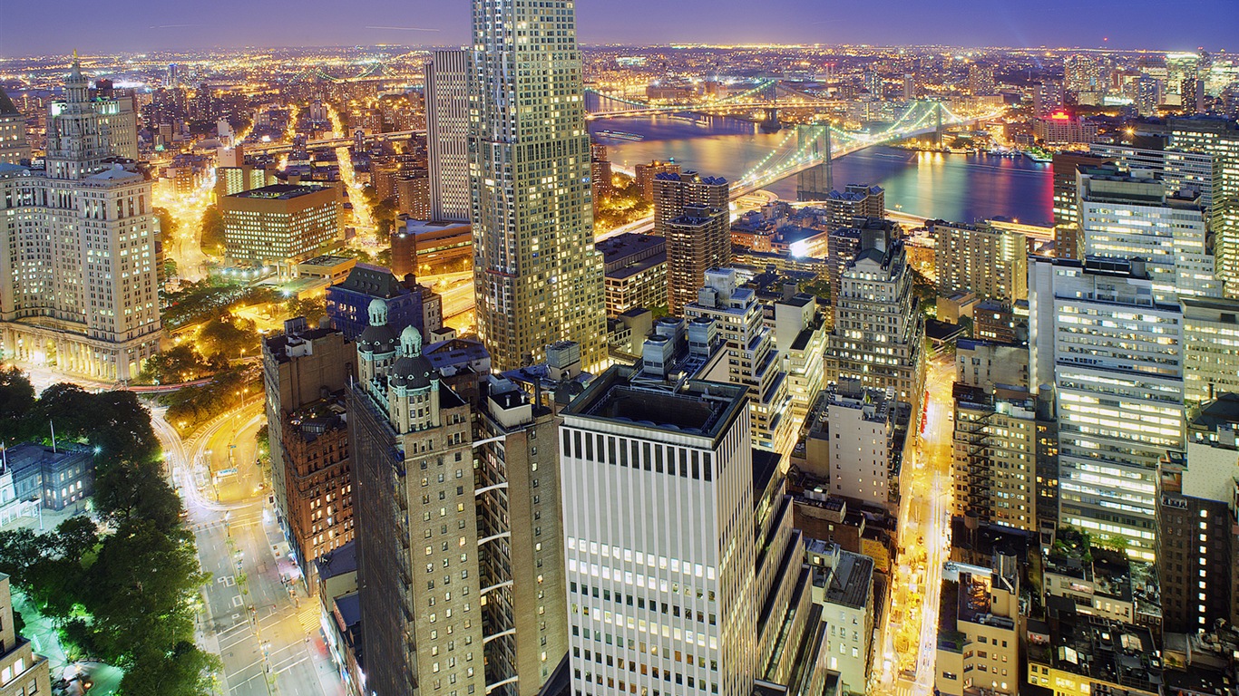 Empire State Building à New York, ville la nuit fonds d'écran HD #16 - 1366x768