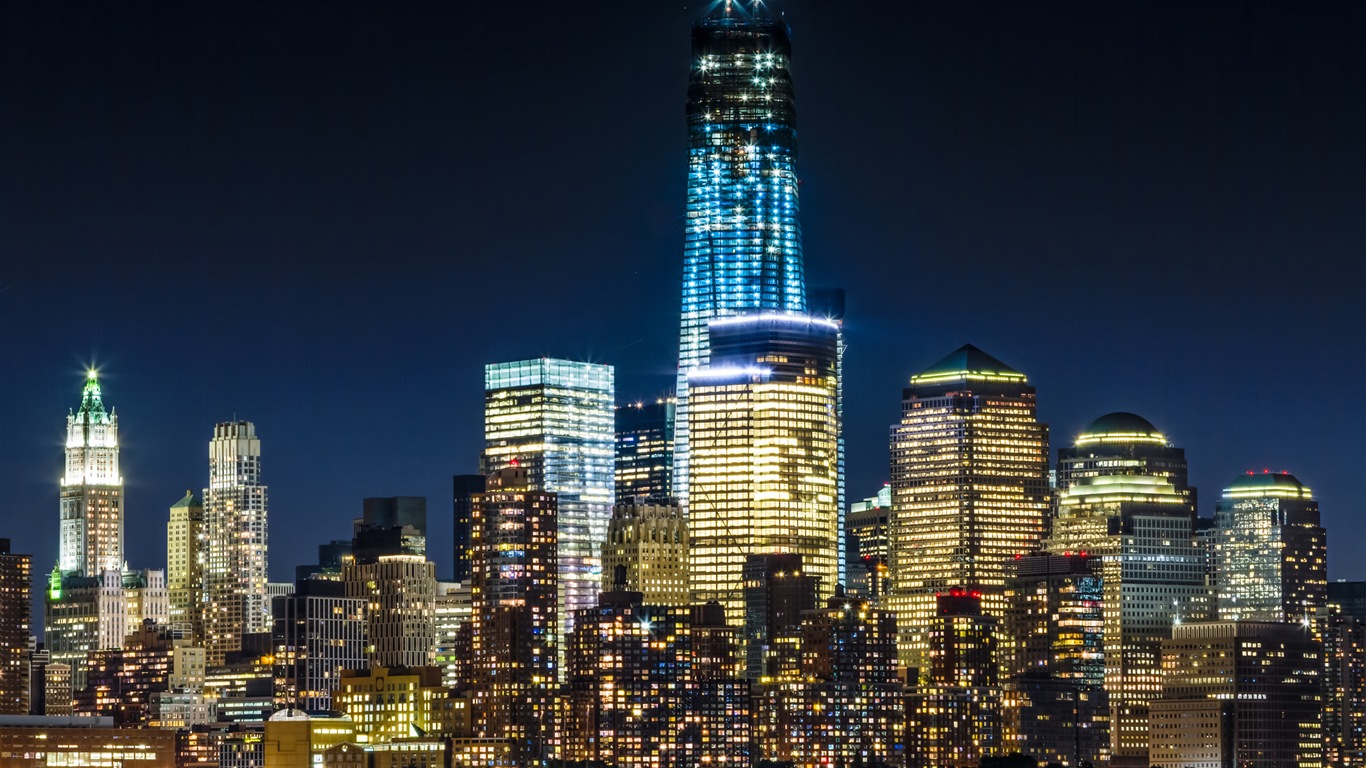 뉴욕의 엠파이어 스테이트 빌딩, 도시의 밤 HD 배경 화면 #17 - 1366x768