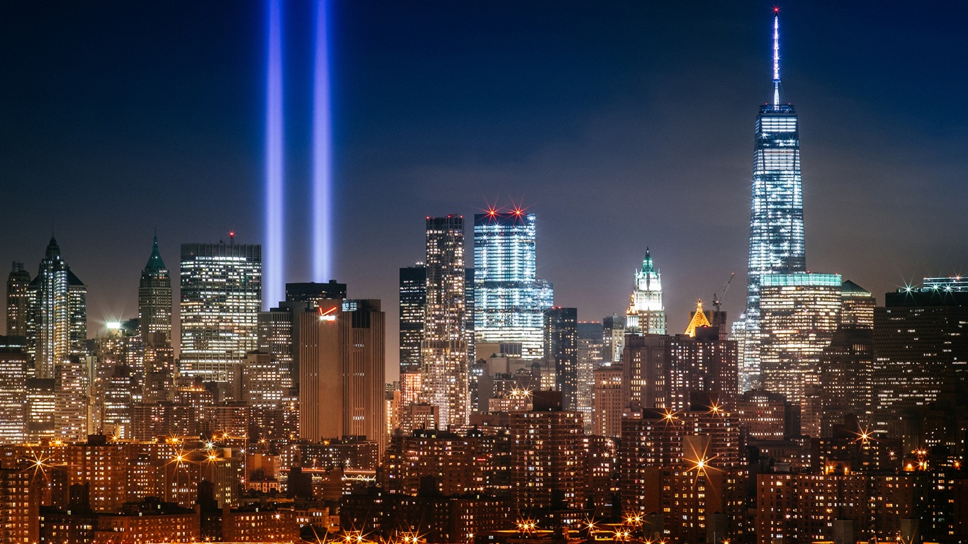 뉴욕의 엠파이어 스테이트 빌딩, 도시의 밤 HD 배경 화면 #19 - 1366x768