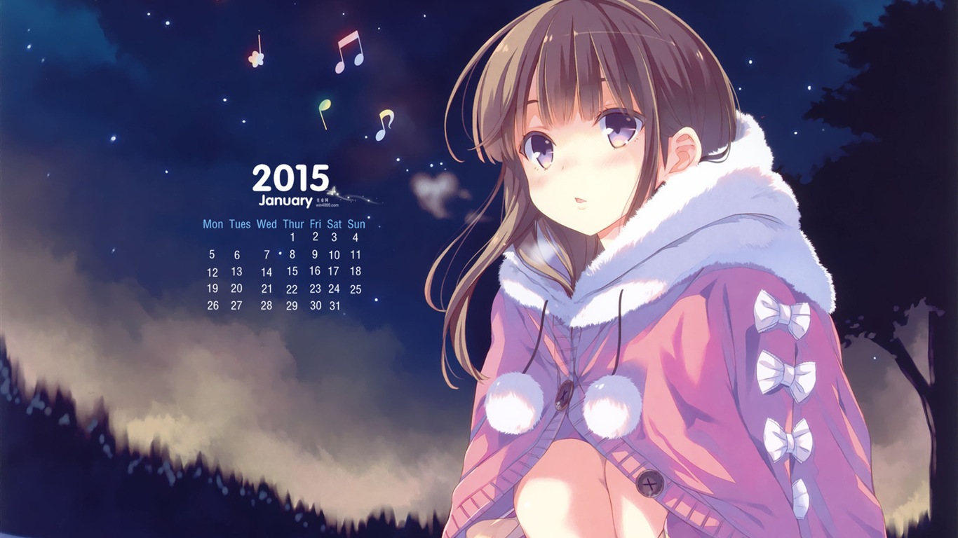 2015年1月 月曆壁紙(一) #6 - 1366x768