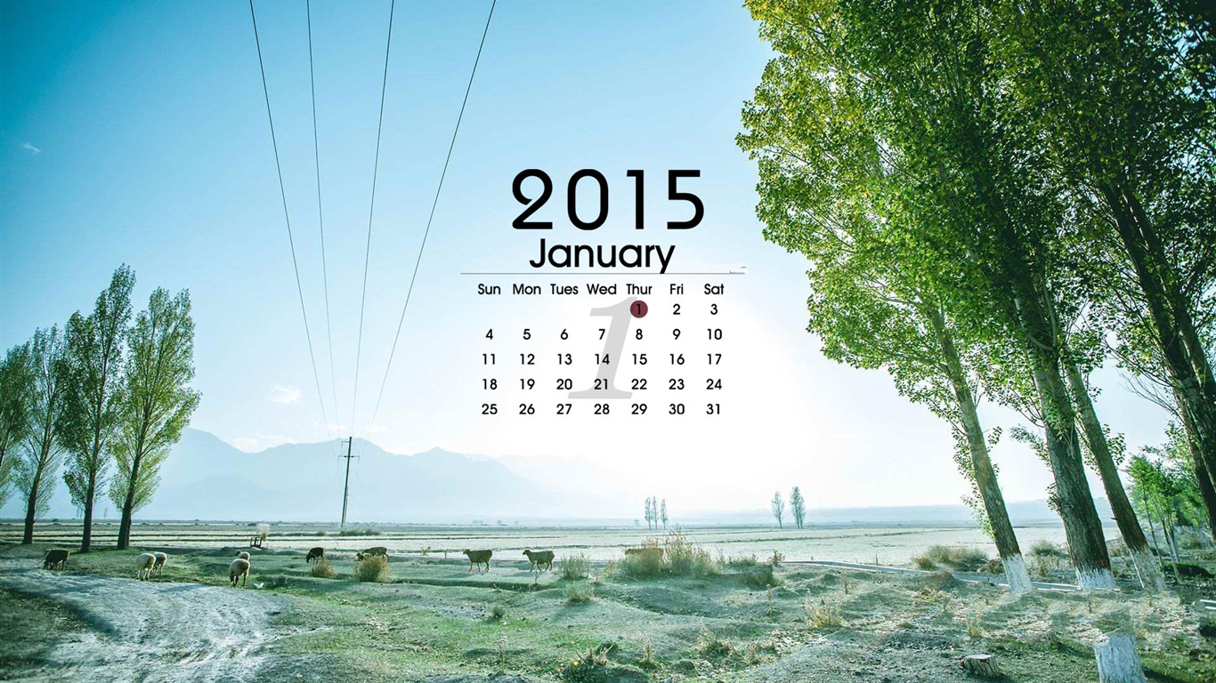 2015年1月 月曆壁紙(一) #13 - 1366x768
