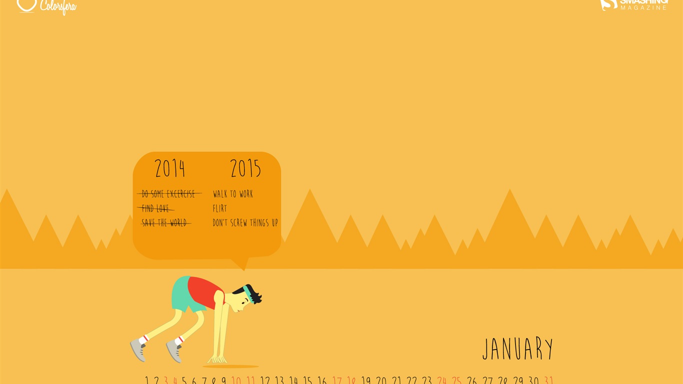 Januar 2015 Kalender Wallpaper (2) #2 - 1366x768