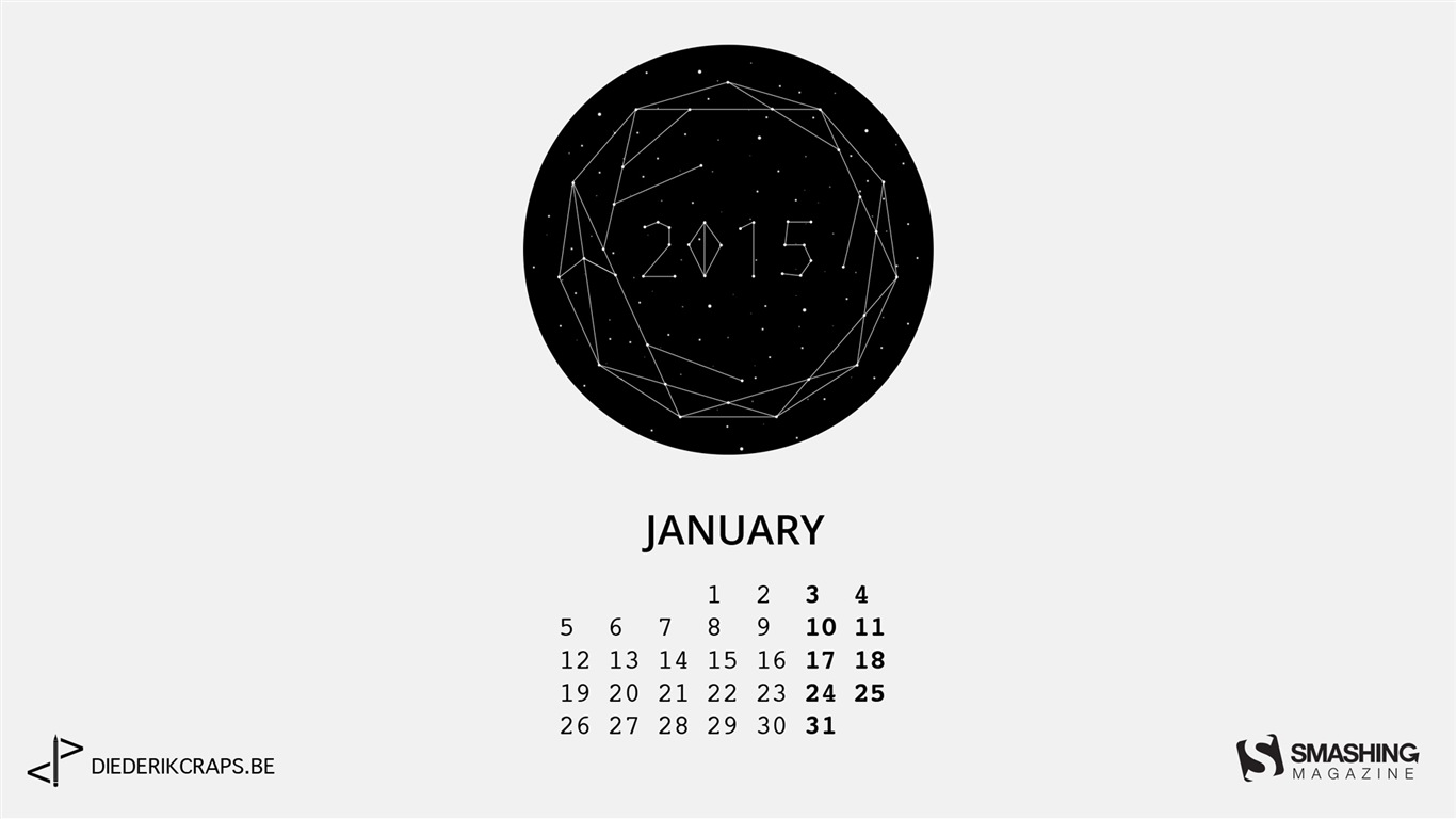 2015年1月 月曆壁紙(二) #3 - 1366x768